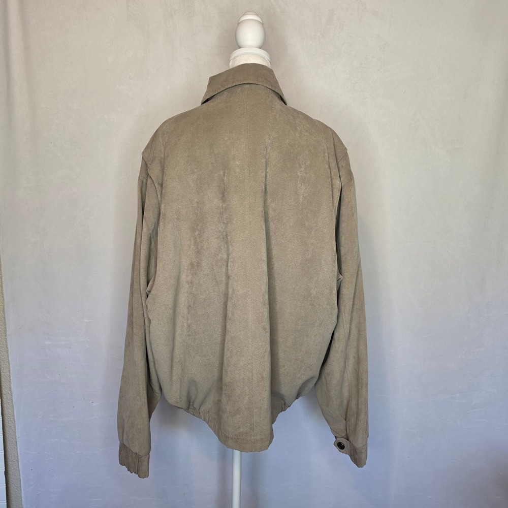 Weatherproof Mens Tan Microfiber Faux Suede Full Zip Bomber Jacket Large - Picture 5 of 16